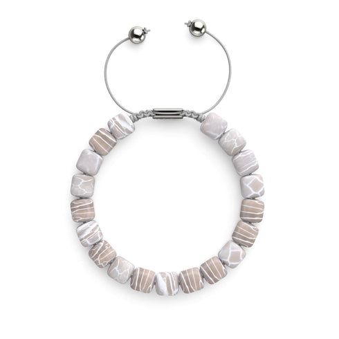 Agate grise | Argent | Bracelet macramé caillou pierre gemme